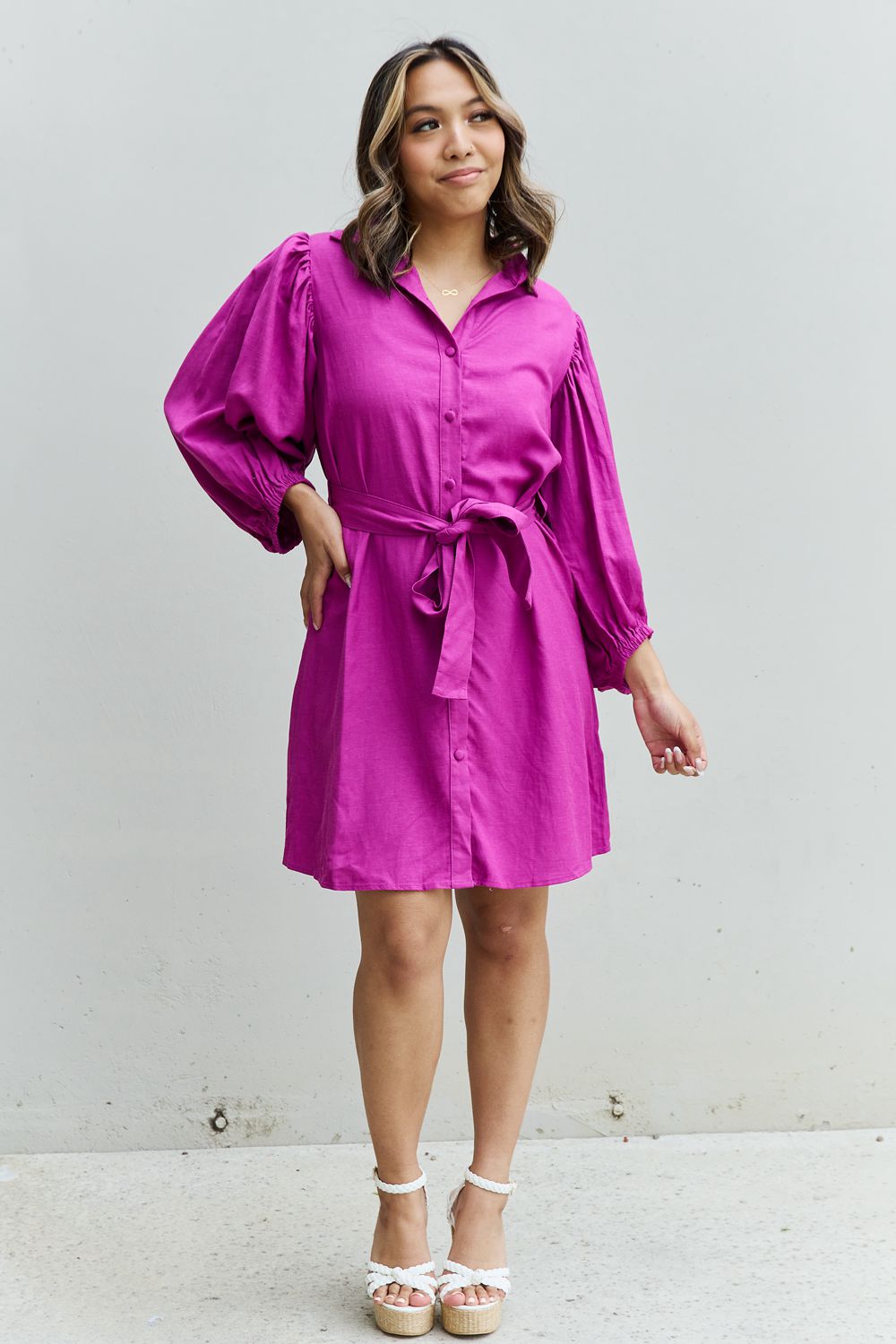 Rise and Shine Belted Shirt Dress