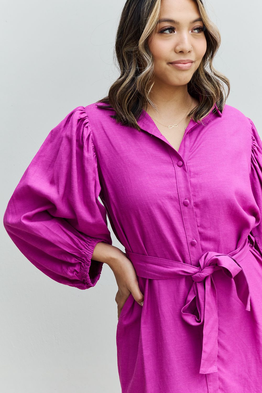 Rise and Shine Belted Shirt Dress