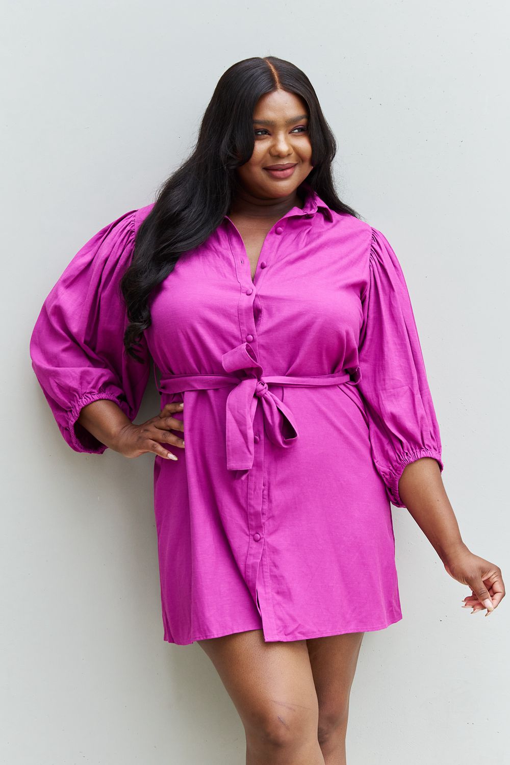 Rise and Shine Belted Shirt Dress