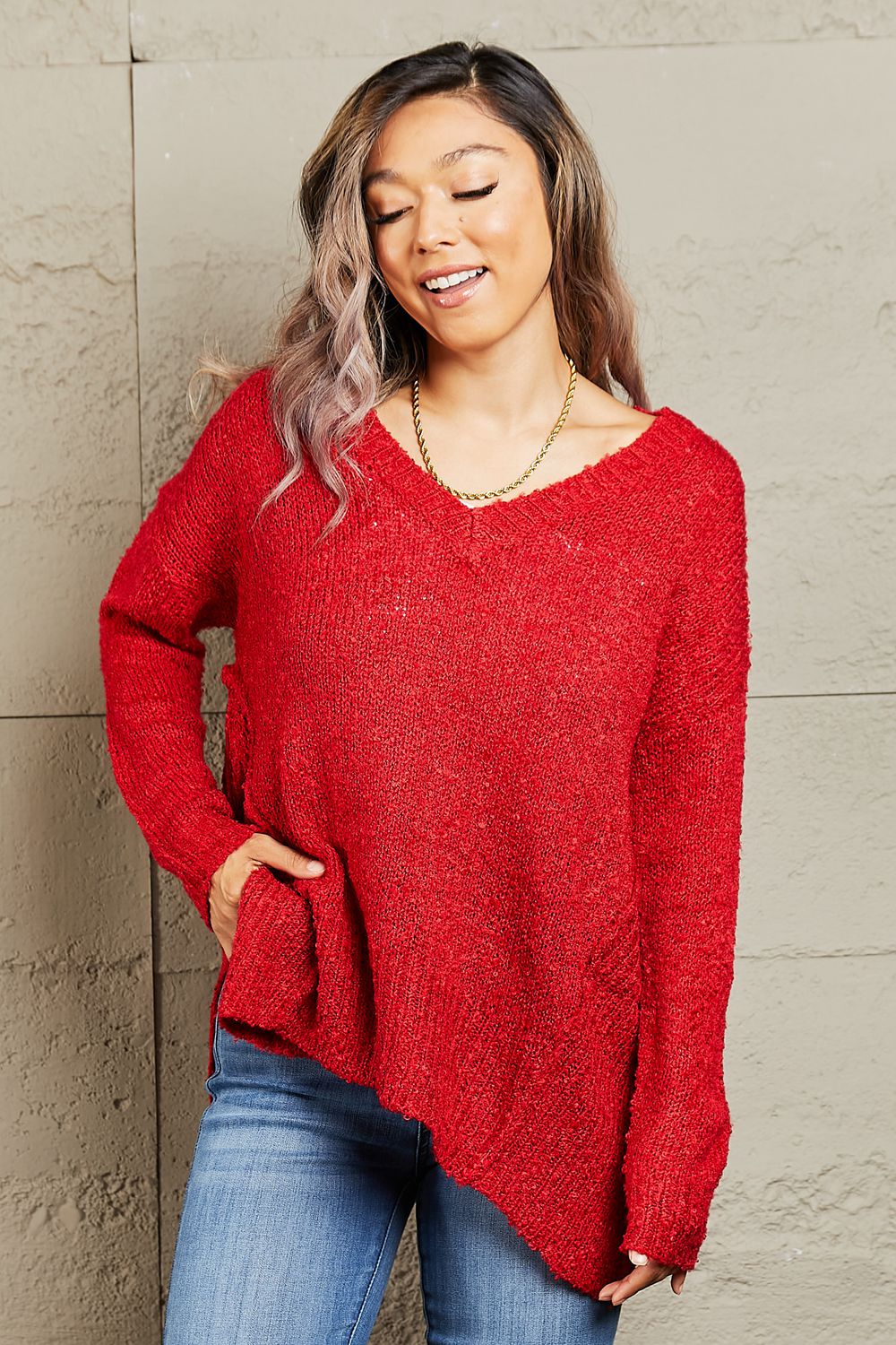 Meet Me By The Fire Draped Knit Sweater