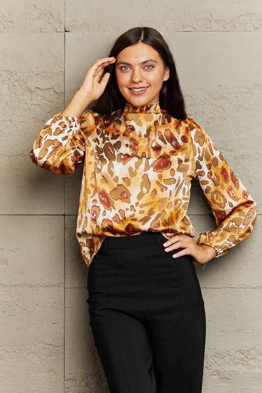 Animal Attraction Mock Neck Blouse