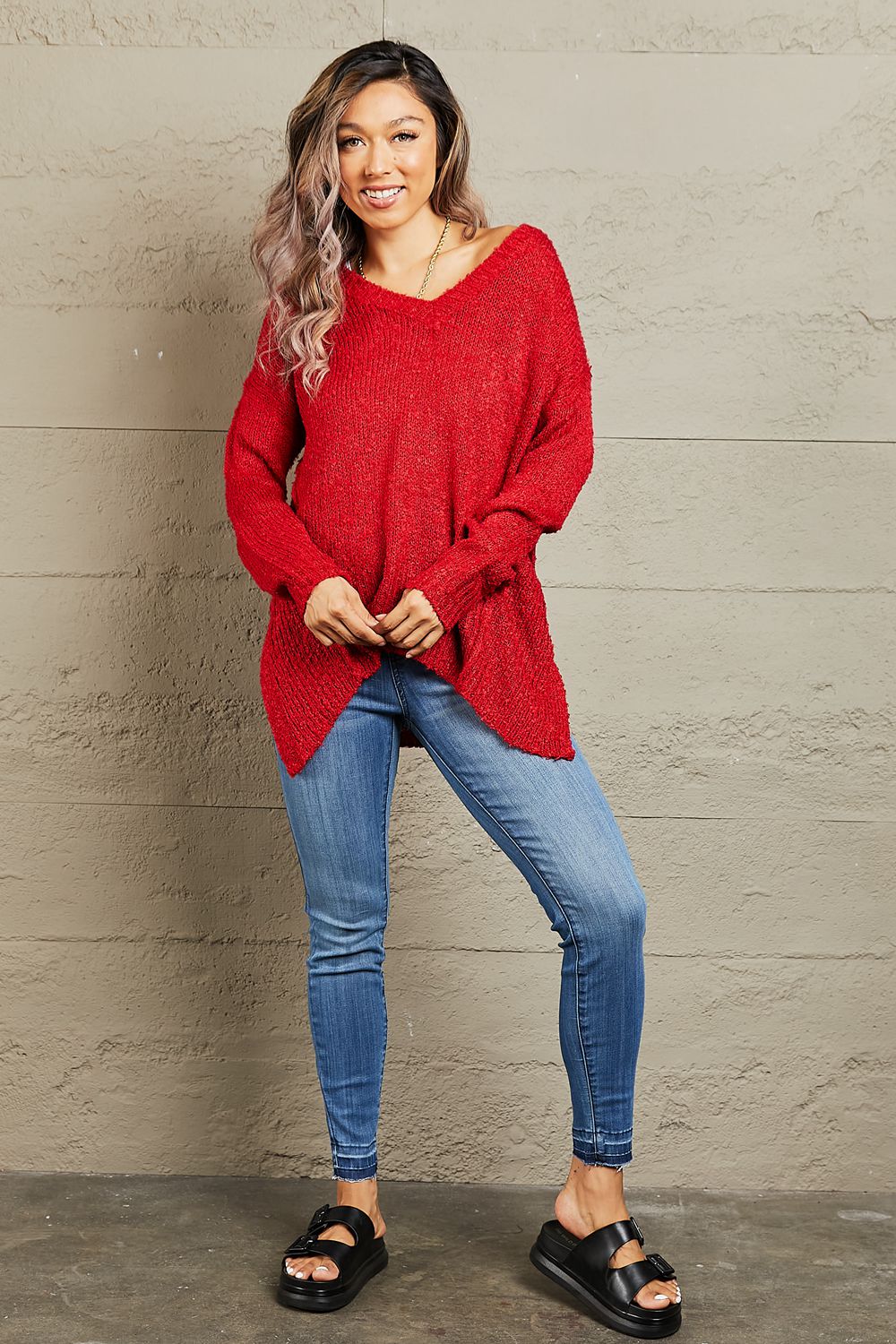 Meet Me By The Fire Draped Knit Sweater