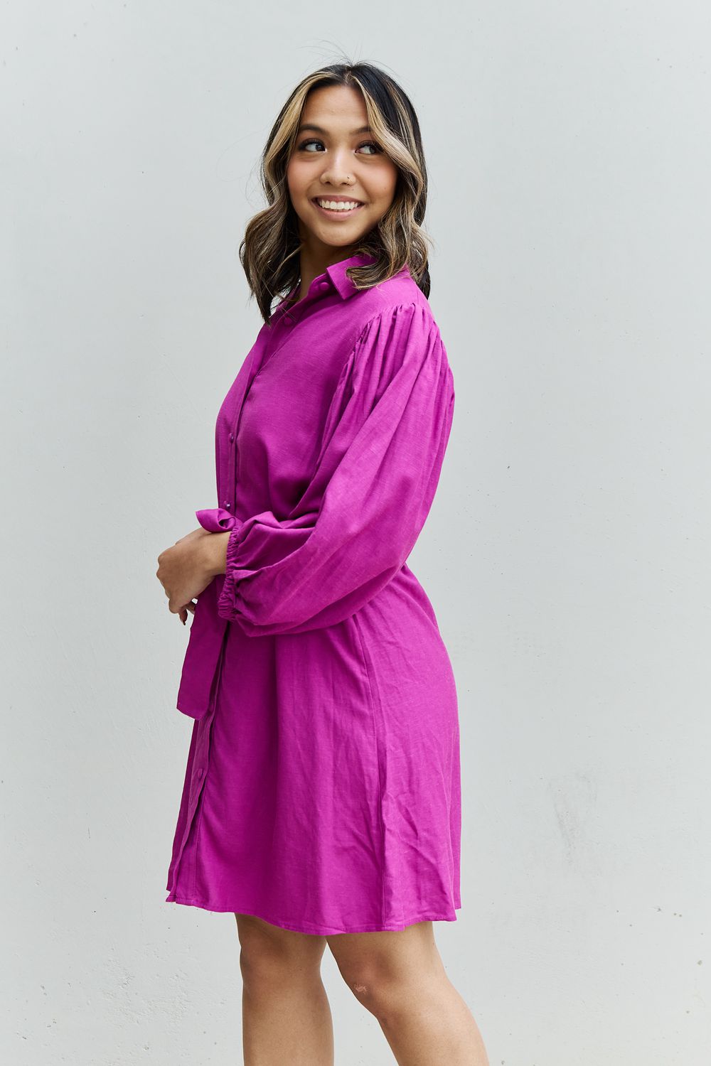 Rise and Shine Belted Shirt Dress