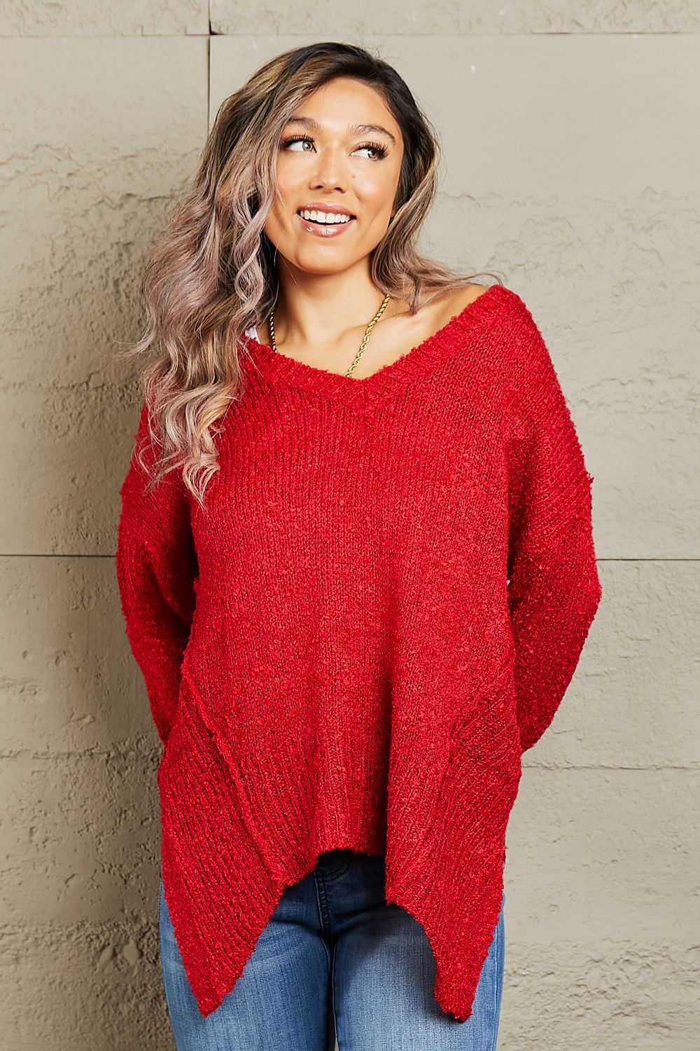 Meet Me By The Fire Draped Knit Sweater