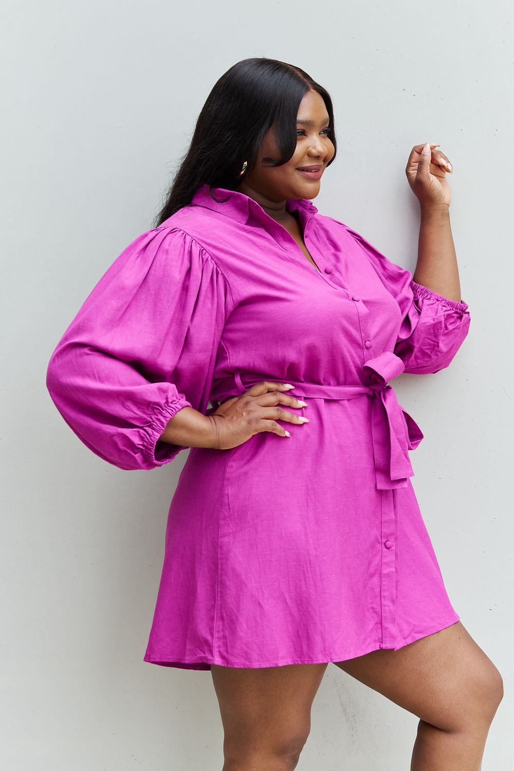 Rise and Shine Belted Shirt Dress